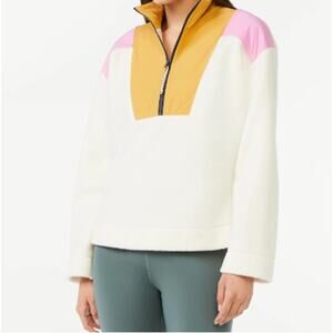 Free Assembly Womens Half Zip Mixy Popover Colorblock Sweater Sweatshirt XL